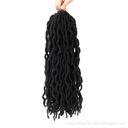18" 100g Crochet Faux Locs Hair Ombre Wavy Curly Goddess Locs Extension Crochet Braid Soft Synthetic Brown Hair Gypsy Locs